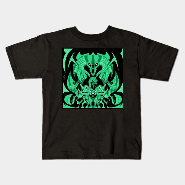 green dark nazgul ecopop in balrog dreams of the middle earth ecopop Kids T-Shirt by jorge_lebeau